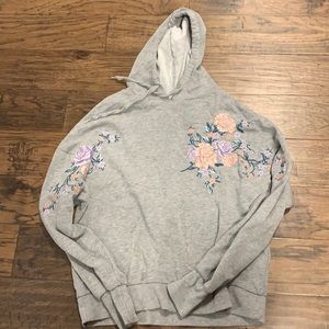 Flower Embroidered Hoodie